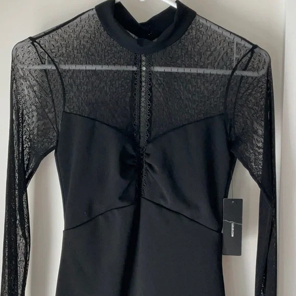 Lulu's Black Sheer Long Sleeve Dress size XS - Picture 8 of 9